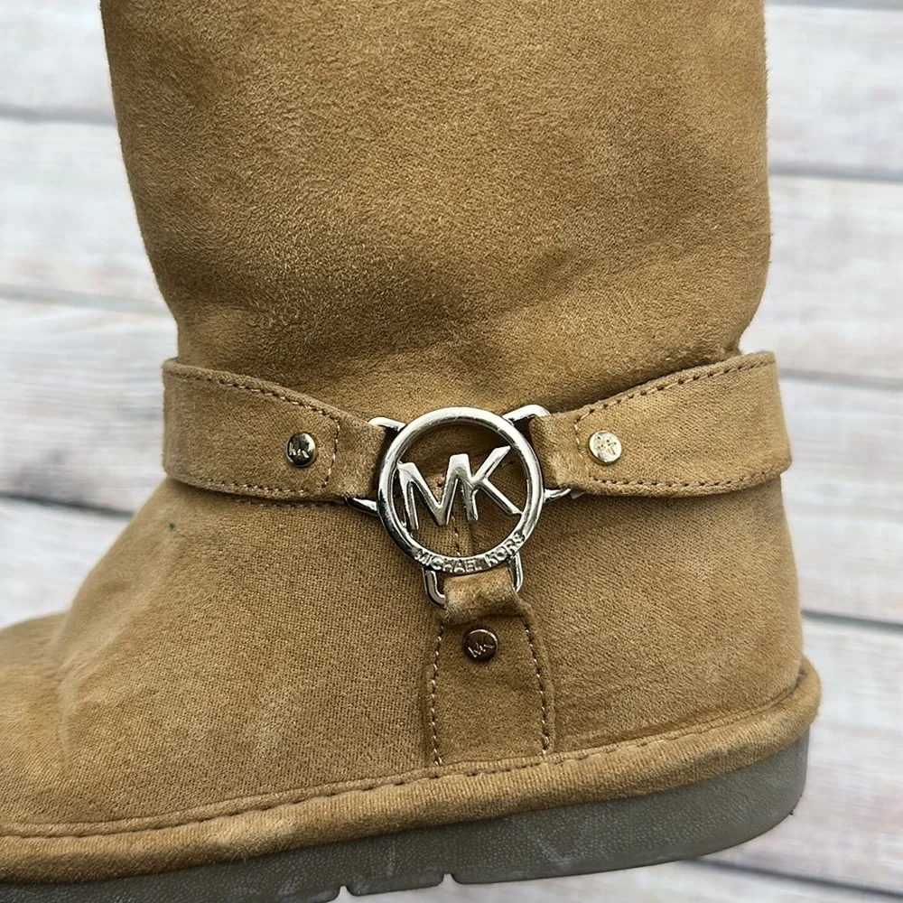 Michael Kors Lil Brownie Tan and Faux Fur Boots Girls Size 8